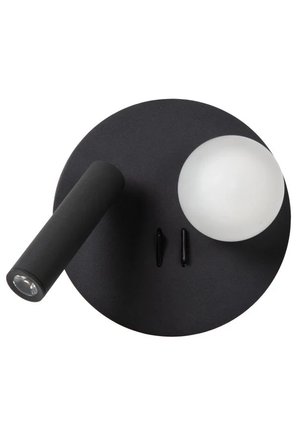 Lucide MATIZ - Lámpara de cabecera / Lámpara de pared - Ø 16,5 cm - LED - 3000K - Con punto de carga USB - Negro - apagado